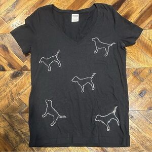 Pink Victoria’s Secret Small Bling Black short sleeved shirt